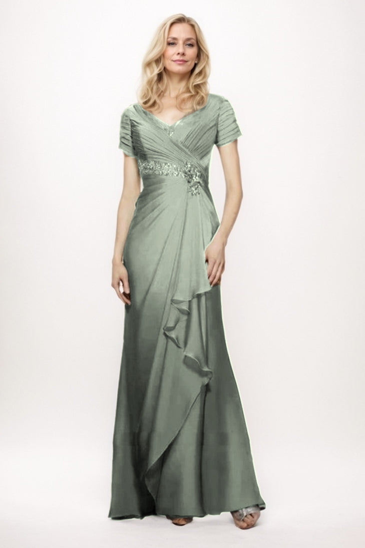 Sheath-Column Maxi Chiffon Mother Of The Bride Dress CM0277