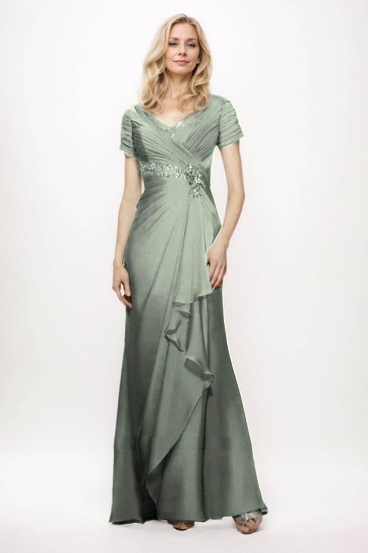 Sheath-Column Maxi Chiffon Mother Of The Bride Dress CM0277 - COCOMELODY
