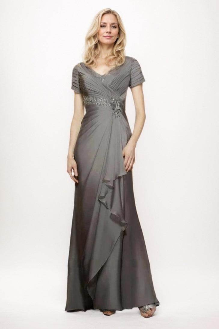 Sheath Maxi Chiffon Elegant Mother of The Bride Dresses COCOMELODY CM0277, Orange Sheath Maxi Chiffon Elegant Mother of The Bride Dresses COCOMELODY CM0277, Orange
