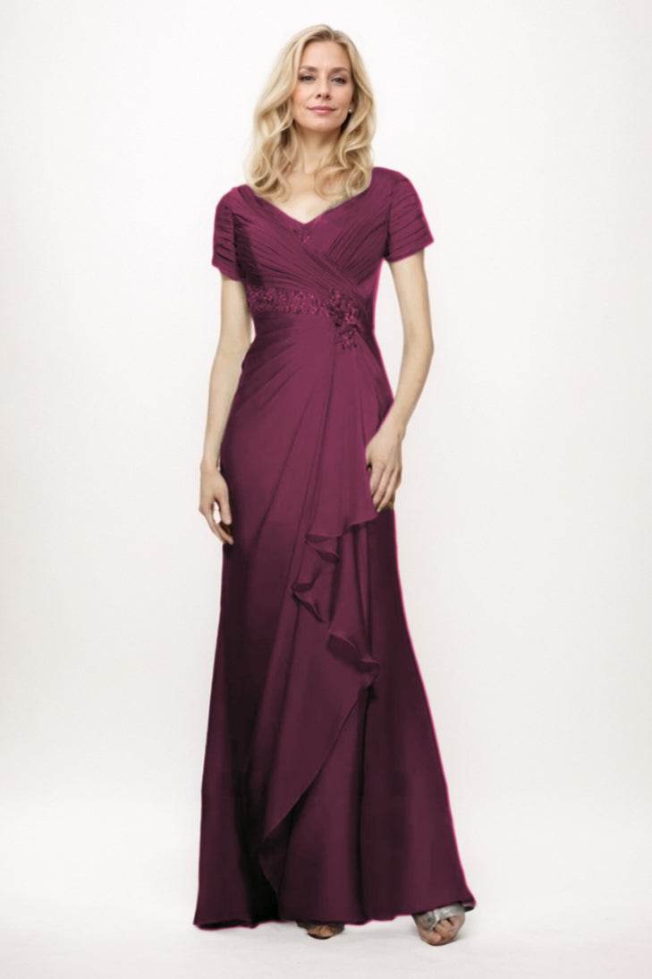 Sheath-Column Maxi Chiffon Mother Of The Bride Dress CM0277 - COCOMELODY