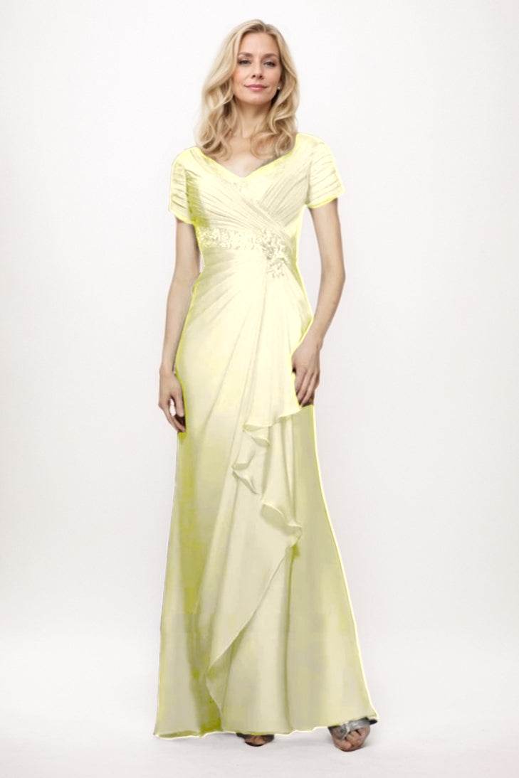 Sheath-Column Maxi Chiffon Mother Of The Bride Dress CM0277 - COCOMELODY