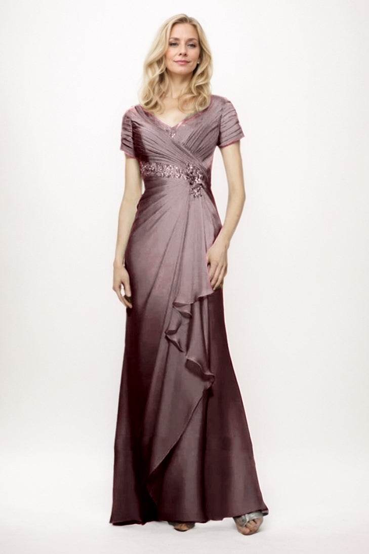Sheath-Column Maxi Chiffon Mother Of The Bride Dress CM0277 - COCOMELODY