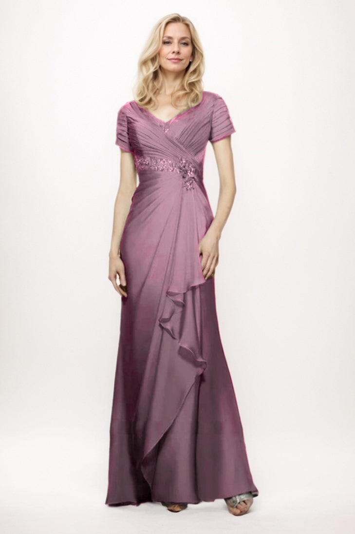 Sheath-Column Maxi Chiffon Mother Of The Bride Dress CM0277