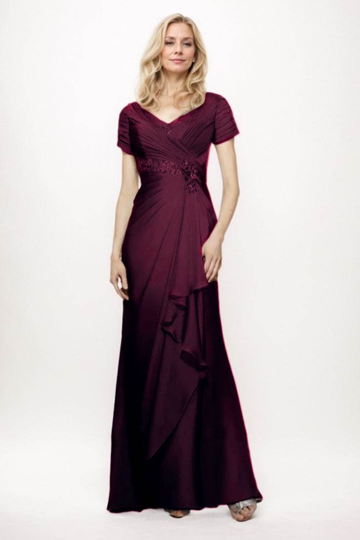 Sheath-Column Maxi Chiffon Mother Of The Bride Dress CM0277 - COCOMELODY