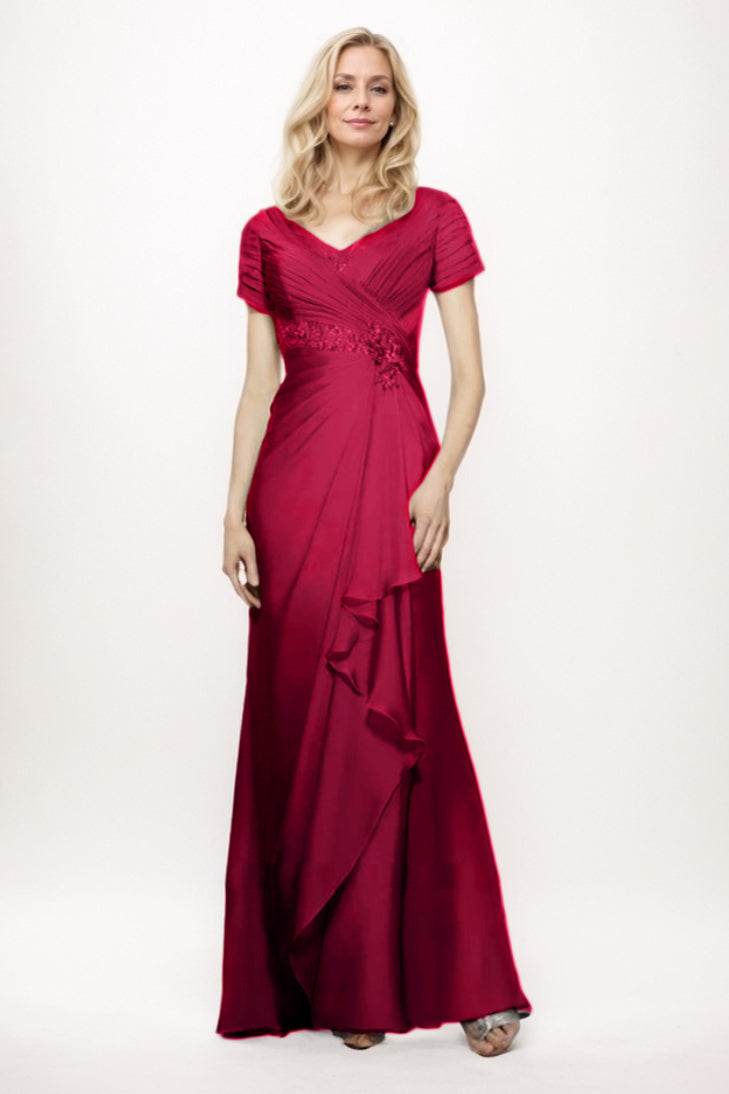 Sheath-Column Maxi Chiffon Mother Of The Bride Dress CM0277 - COCOMELODY