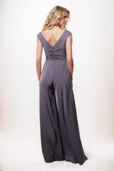Jumpsuit Maxi Luxe Satin Mother Of The Bride Dress CM0278 - COCOMELODY