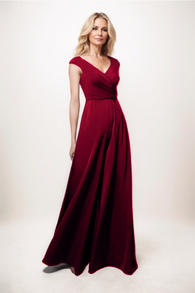 Jumpsuit Maxi Luxe Satin Mother Of The Bride Dress CM0278