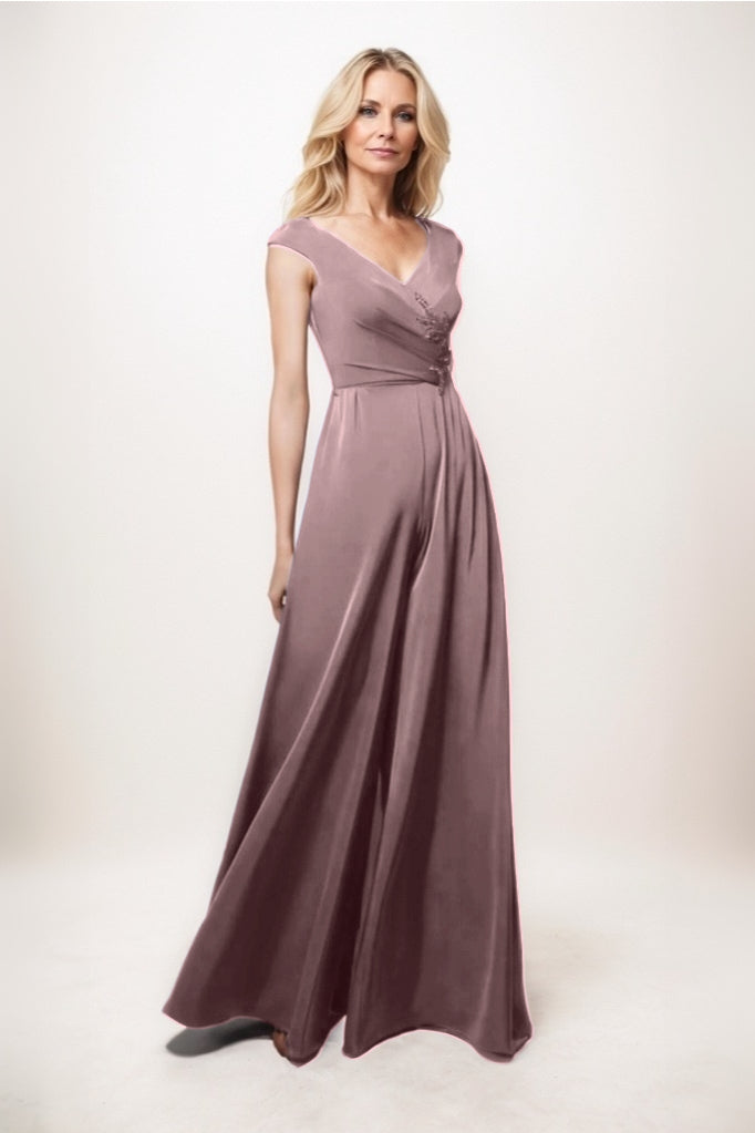 Jumpsuit Maxi Luxe Satin Mother Of The Bride Dress CM0278