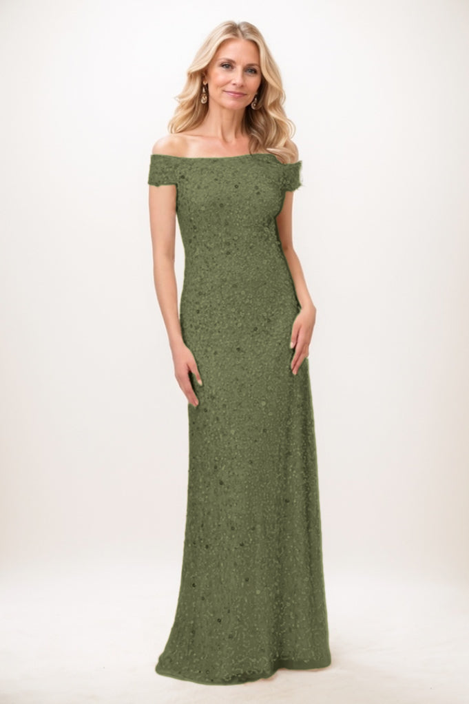 Sheath-Column Maxi Sequined Mother Of The Bride Dress CM0285
