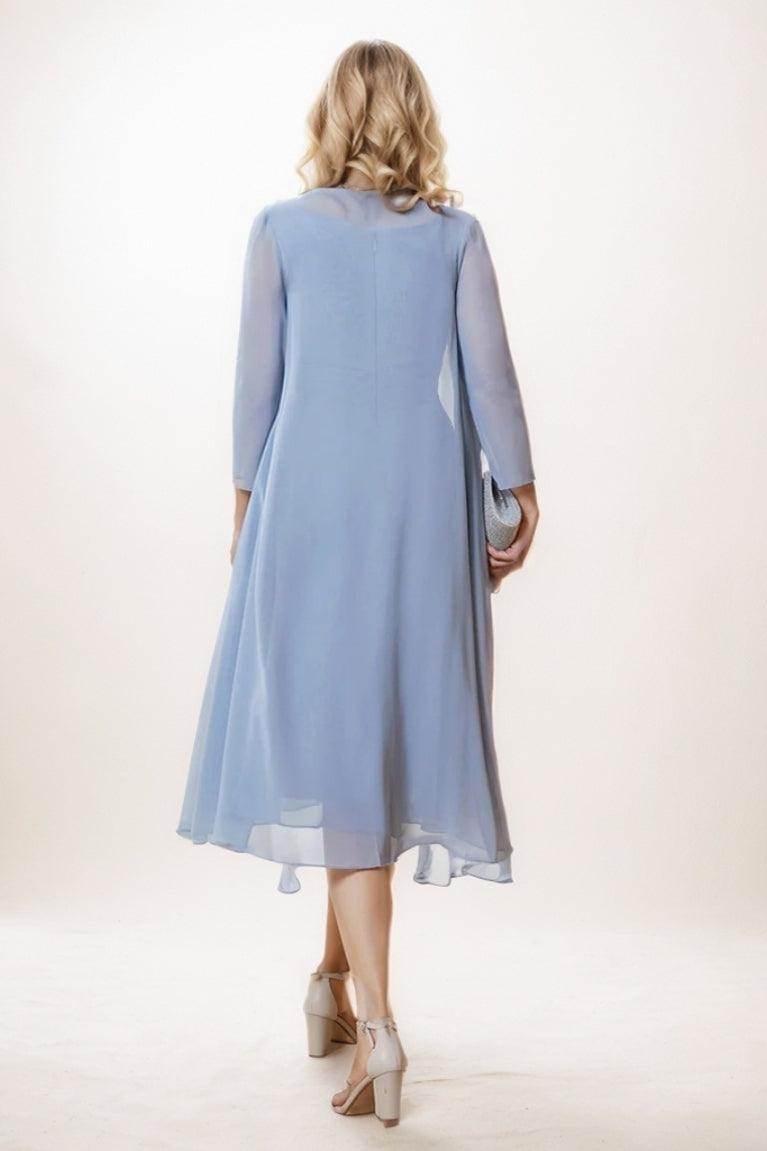 A-Line Midi Chiffon Mother Of The Bride Dress CM0291 - COCOMELODY
