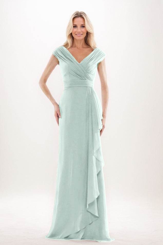 Sheath-Column Maxi Chiffon Mother Of The Bride Dress CM0312 - COCOMELODY