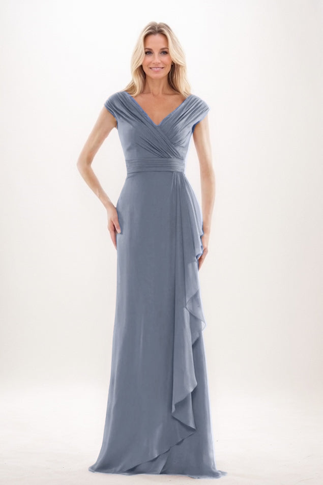 Sheath-Column Maxi Chiffon Mother Of The Bride Dress CM0312