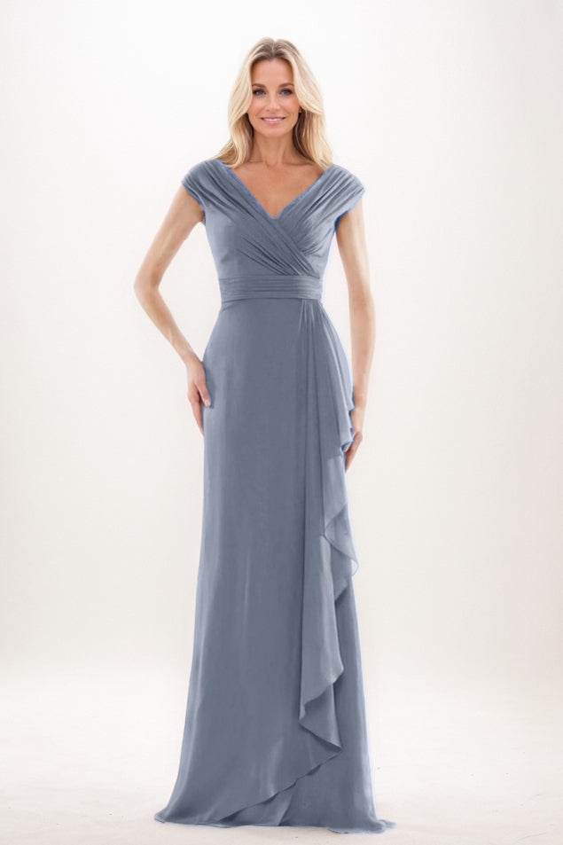 Sheath-Column Maxi Chiffon Mother Of The Bride Dress CM0312 - COCOMELODY
