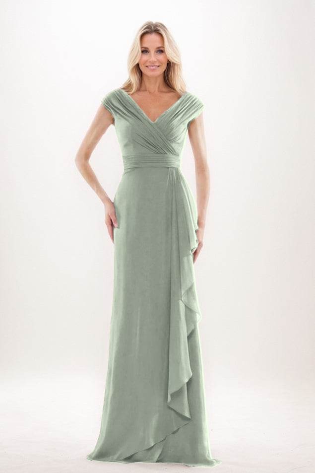 Sheath-Column Maxi Chiffon Mother Of The Bride Dress CM0312 - COCOMELODY