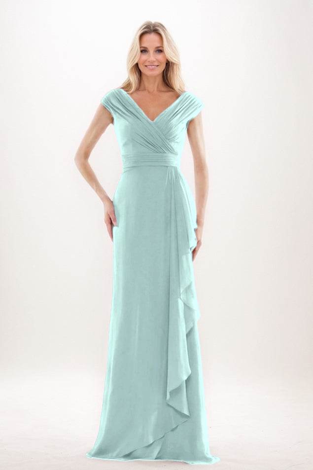 Sheath-Column Maxi Chiffon Mother Of The Bride Dress CM0312 - COCOMELODY