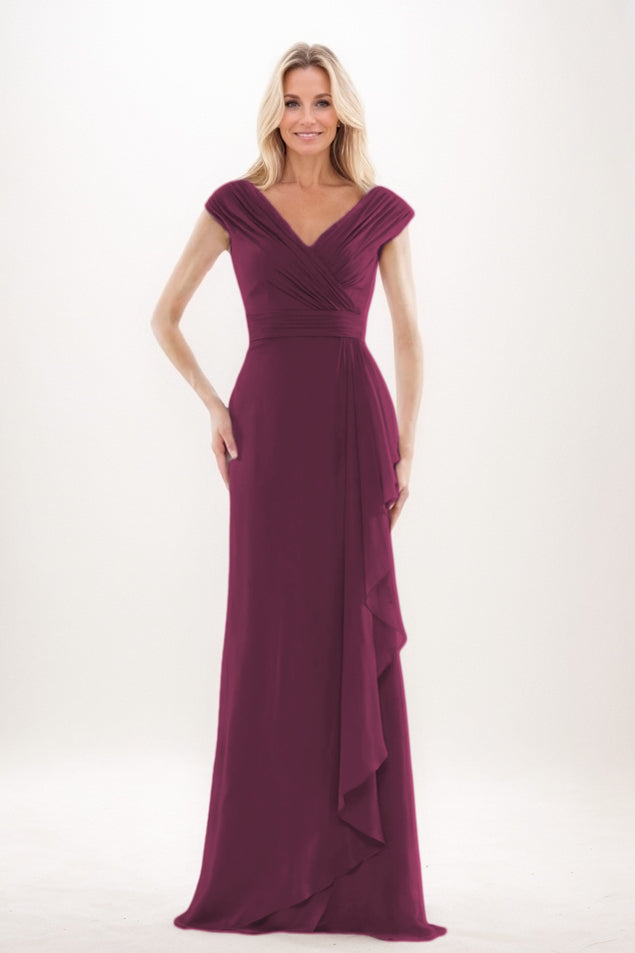 Sheath-Column Maxi Chiffon Mother Of The Bride Dress CM0312