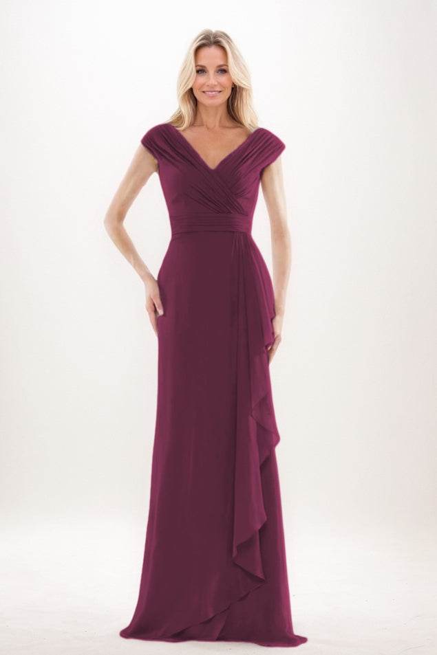 Sheath-Column Maxi Chiffon Mother Of The Bride Dress CM0312 - COCOMELODY