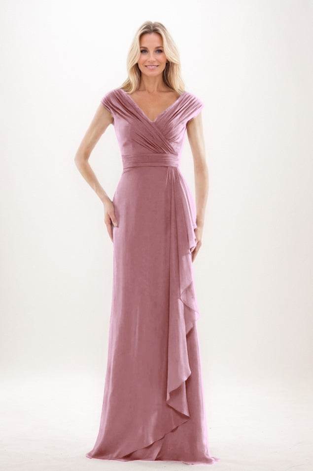 Sheath-Column Maxi Chiffon Mother Of The Bride Dress CM0312 - COCOMELODY