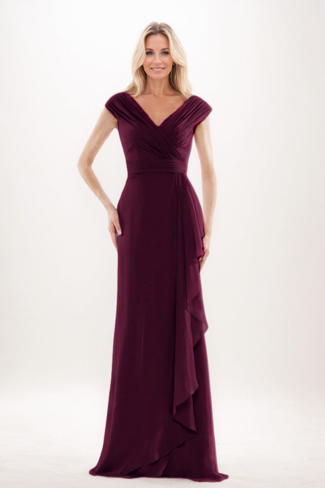 Sheath-Column Maxi Chiffon Mother Of The Bride Dress CM0312