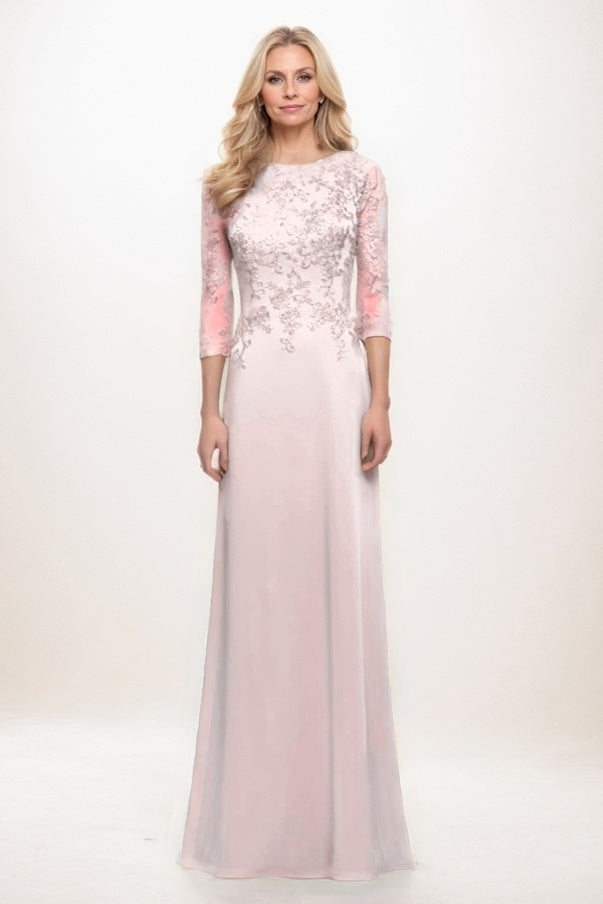 Modest Mother Dress A-Line Maxi Chiffon Scoop Neck Appliques Waist Formal Gown COCOMELODY CM0313, Mauve Purple Modest Mother Dress A-Line Maxi Chiffon Scoop Neck Appliques Waist Formal Gown COCOMELODY CM0313, Mauve Purple