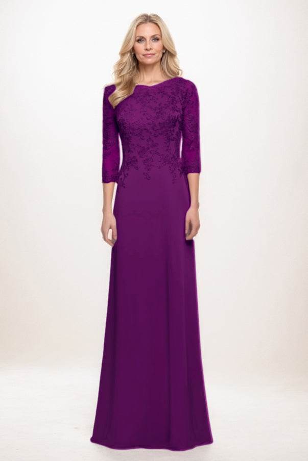 A-Line Maxi Chiffon Mother Of The Bride Dress CM0313 - COCOMELODY