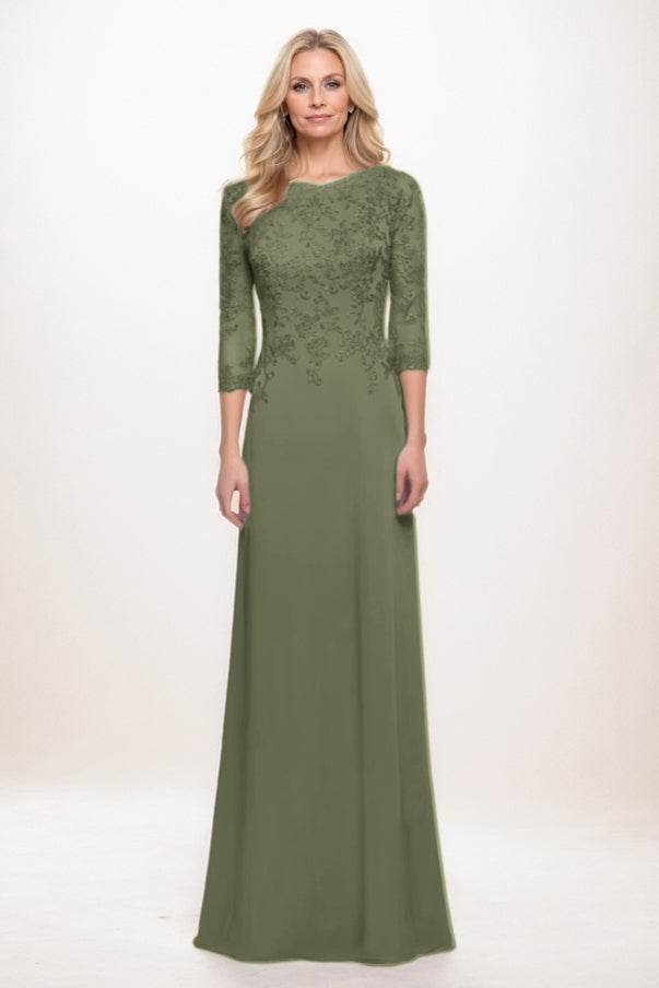 A-Line Maxi Chiffon Mother Of The Bride Dress CM0313 - COCOMELODY