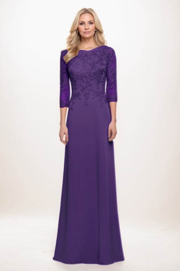 A-Line Maxi Chiffon Mother Of The Bride Dress CM0313 - COCOMELODY