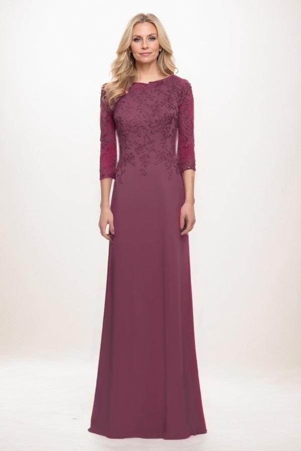 A-Line Maxi Chiffon Mother Of The Bride Dress CM0313 - Wine - COCOMELODY
