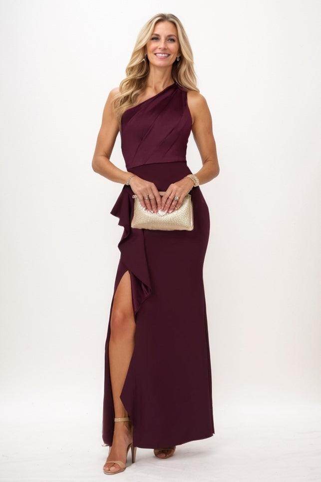 Sheath-Column Maxi Luxe Satin Mother of Bride Dresses COCOMELODY CM0328, Burgundy Sheath-Column Maxi Luxe Satin Mother of Bride Dresses COCOMELODY CM0328, Burgundy