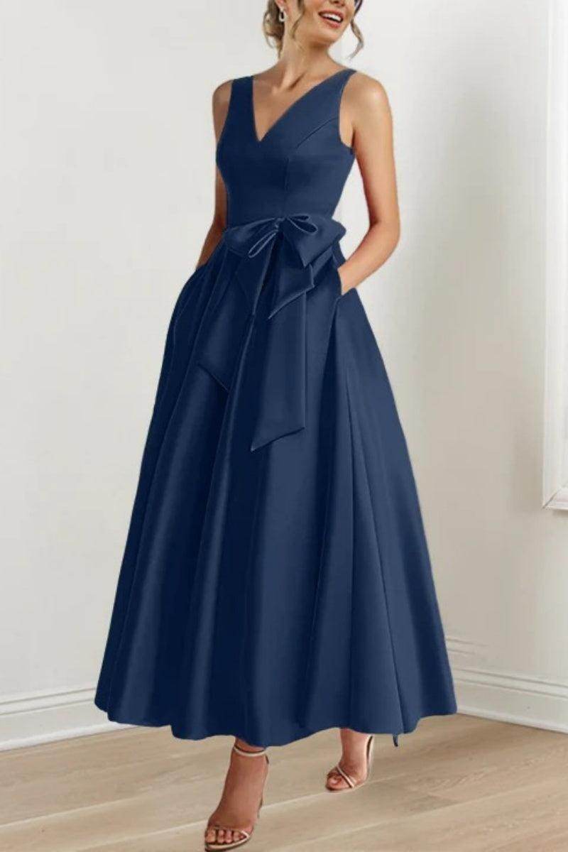 Satin A-Line Ankle Length Mother of the Dress V-Neck Ruffles Pockets Formal Gown COCOMELODY CM0331, M-Charcoal Gray Satin A-Line Ankle Length Mother of the Dress V-Neck Ruffles Pockets Formal Gown COCOMELODY CM0331, M-Charcoal Gray