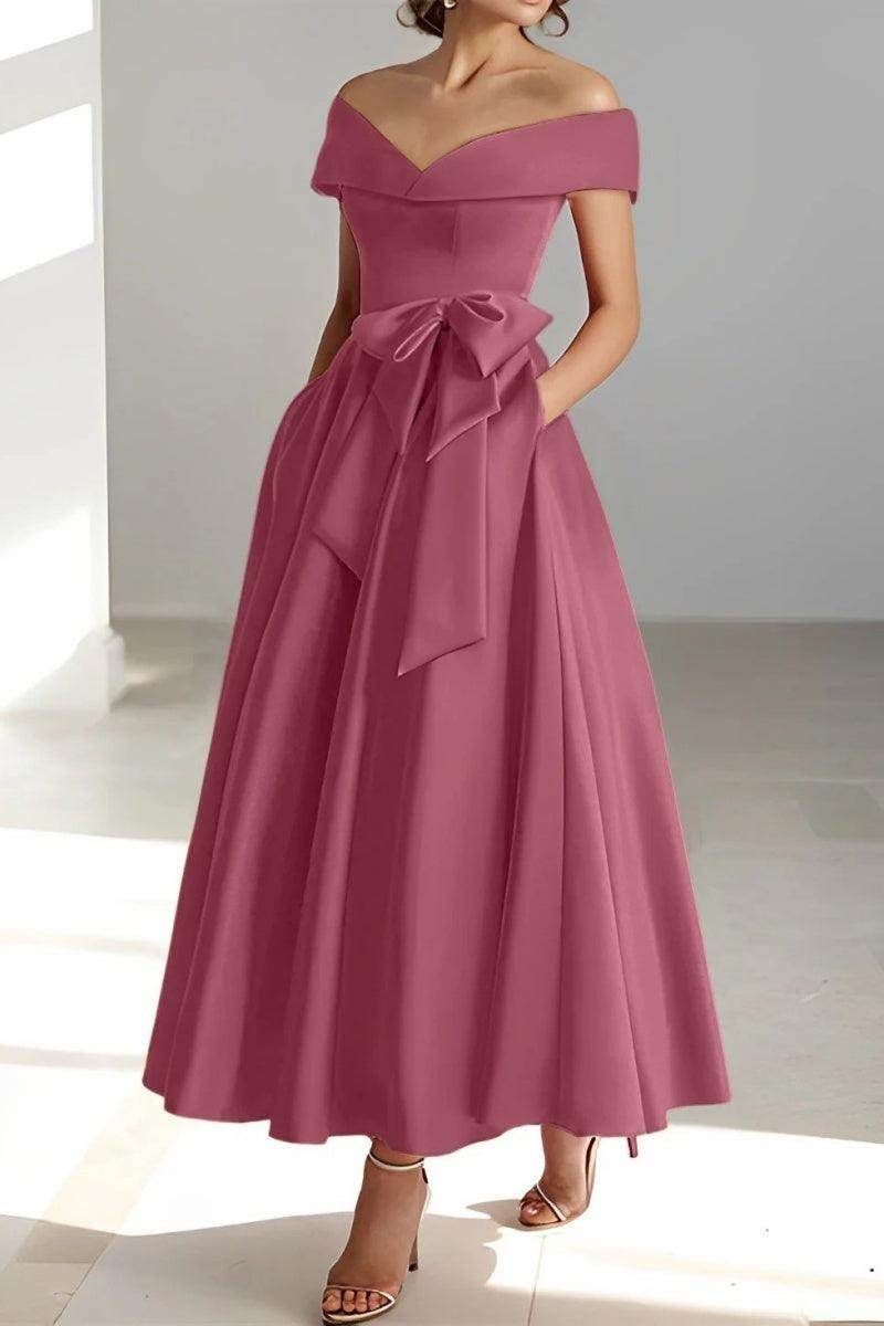 Off The Shoulder Sleeveless Ankle Length Mother Dresses CM0332 - COCOMELODY