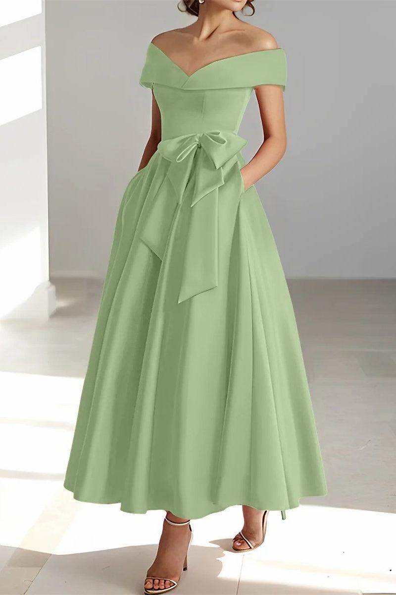 Off The Shoulder Sleeveless Ankle Length Mother Dresses CM0332 - COCOMELODY