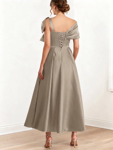 A Line Off The Shoulder Mother Dresses with Bows CM0333 - M-Taupe - COCOMELODY