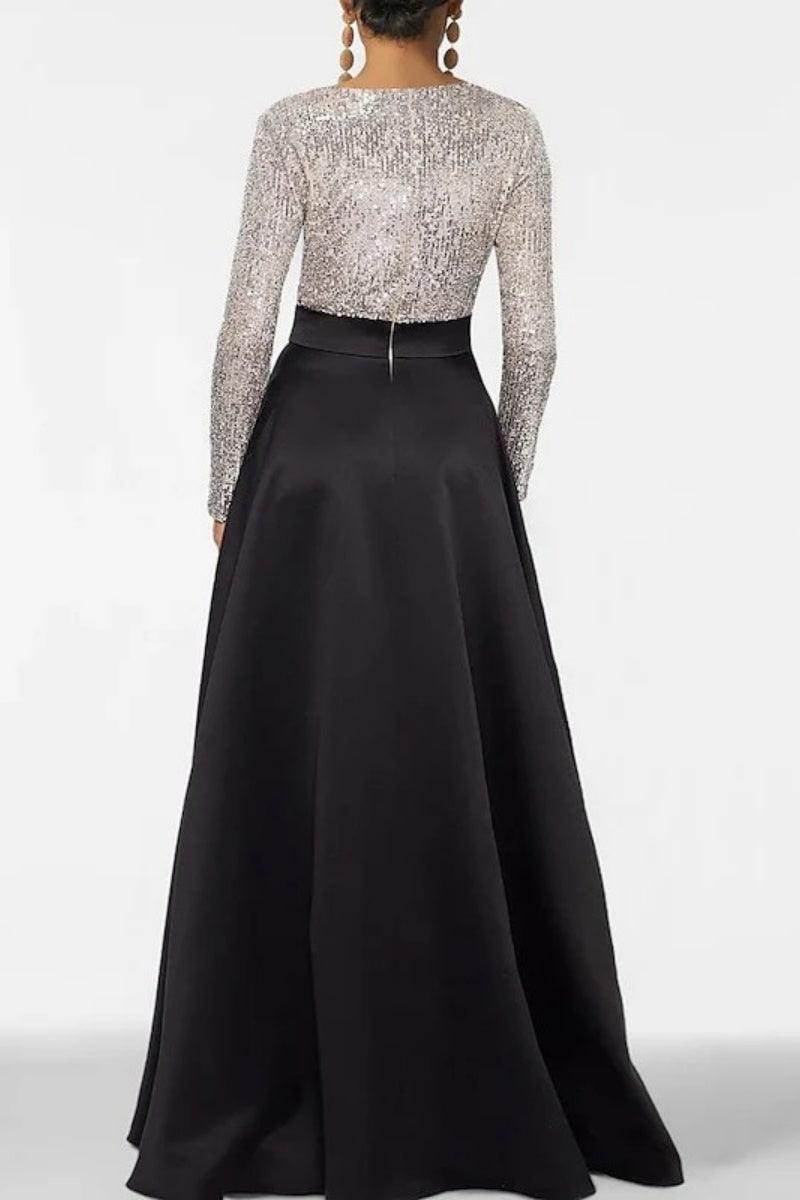 A Line V Neck Long Sleeves Sequins Mother Of The Bride Dresses CM0334 - COCOMELODY