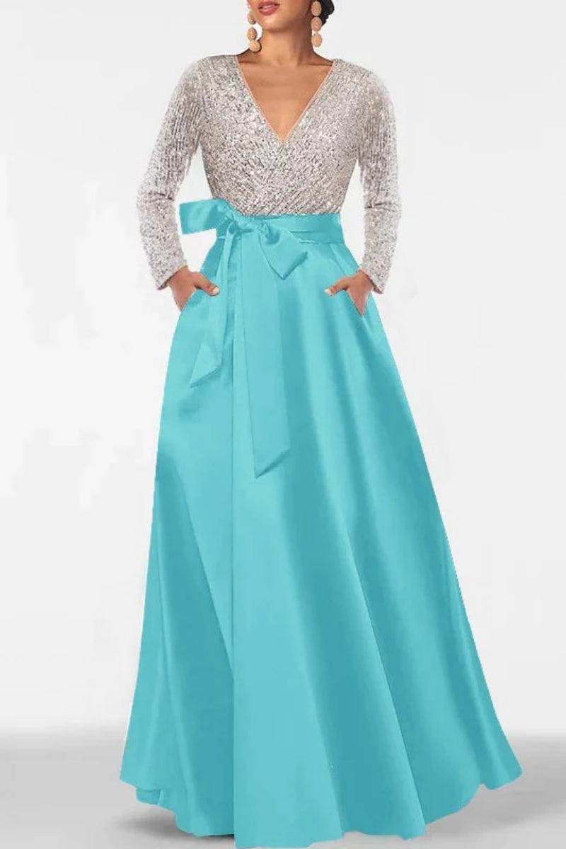 A Line V Neck Long Sleeves Sequins Mother Of The Bride Dresses CM0334 - COCOMELODY