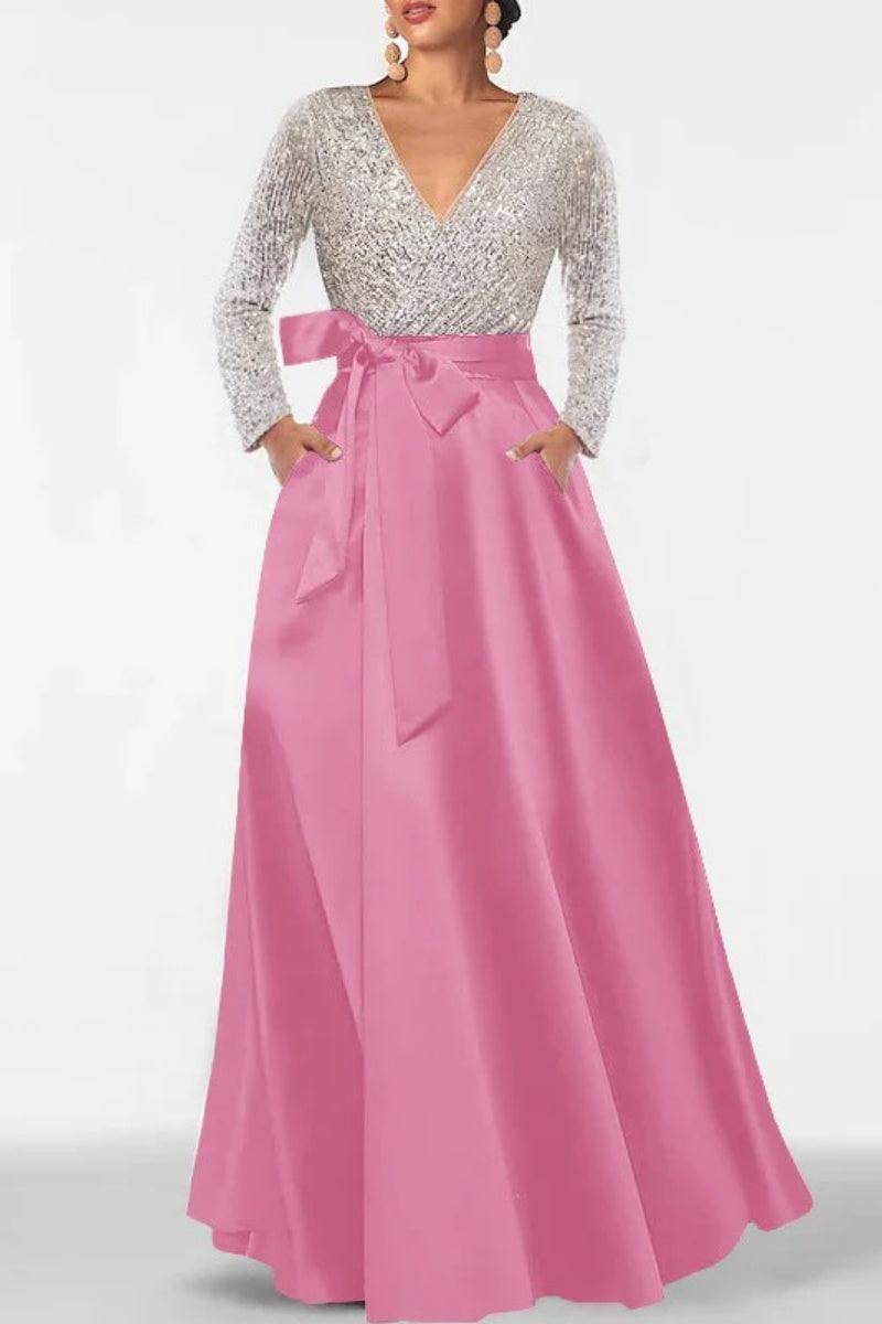 A Line V Neck Long Sleeves Sequins Mother Of The Bride Dresses CM0334 - COCOMELODY