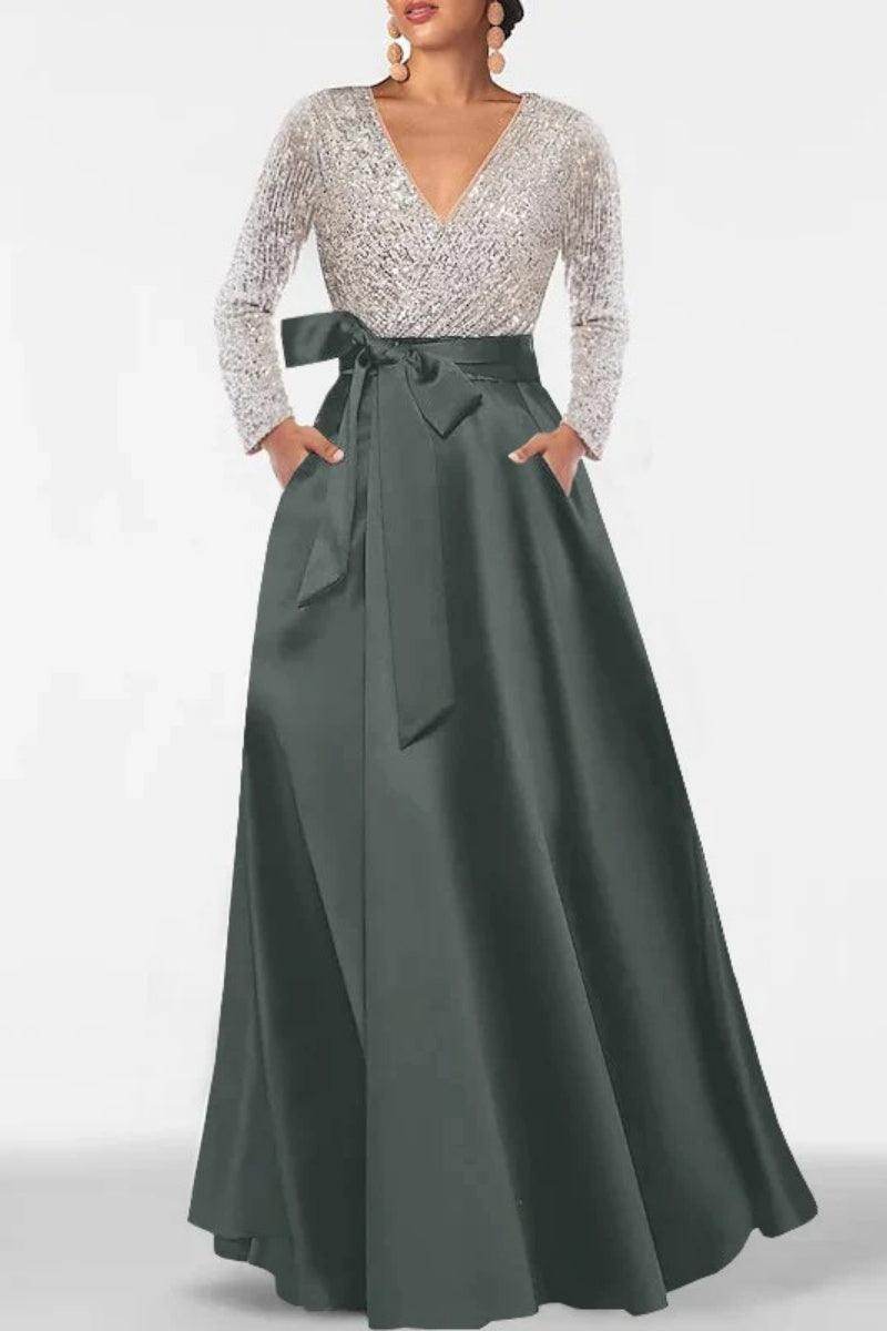A Line V Neck Long Sleeves Sequins Mother Of The Bride Dresses CM0334 - COCOMELODY