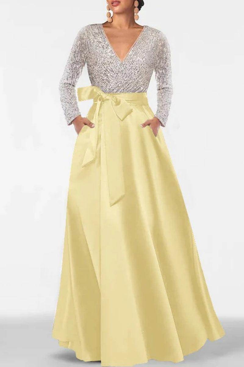 A Line V Neck Long Sleeves Sequins Mother Of The Bride Dresses CM0334 - COCOMELODY