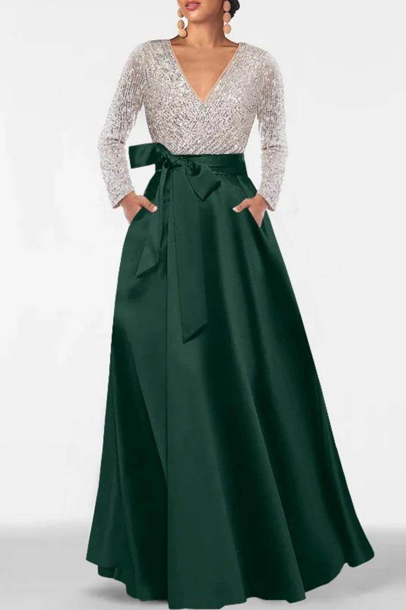A Line V Neck Long Sleeves Sequins Mother Of The Bride Dresses CM0334 - COCOMELODY