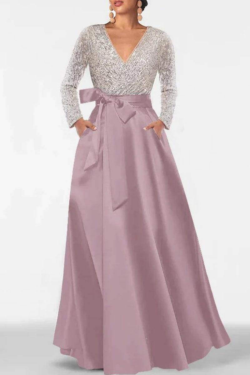 A Line V Neck Long Sleeves Sequins Mother Of The Bride Dresses CM0334 - COCOMELODY