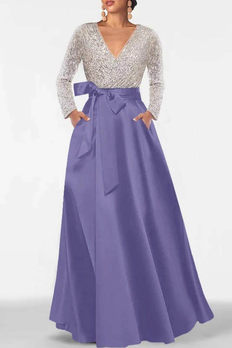 A Line V Neck Long Sleeves Sequins Mother Of The Bride Dresses CM0334 - COCOMELODY