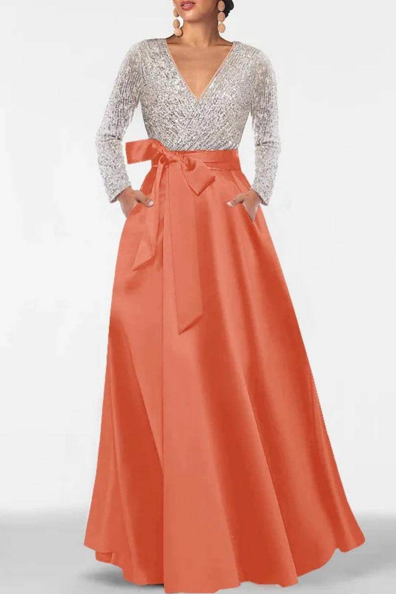 A Line V Neck Long Sleeves Sequins Mother Of The Bride Dresses CM0334 - COCOMELODY