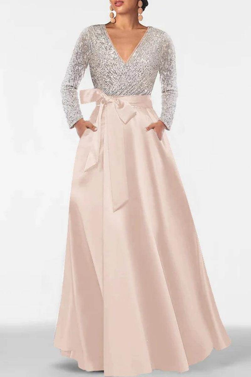 A Line V Neck Long Sleeves Sequins Mother Of The Bride Dresses CM0334 - COCOMELODY