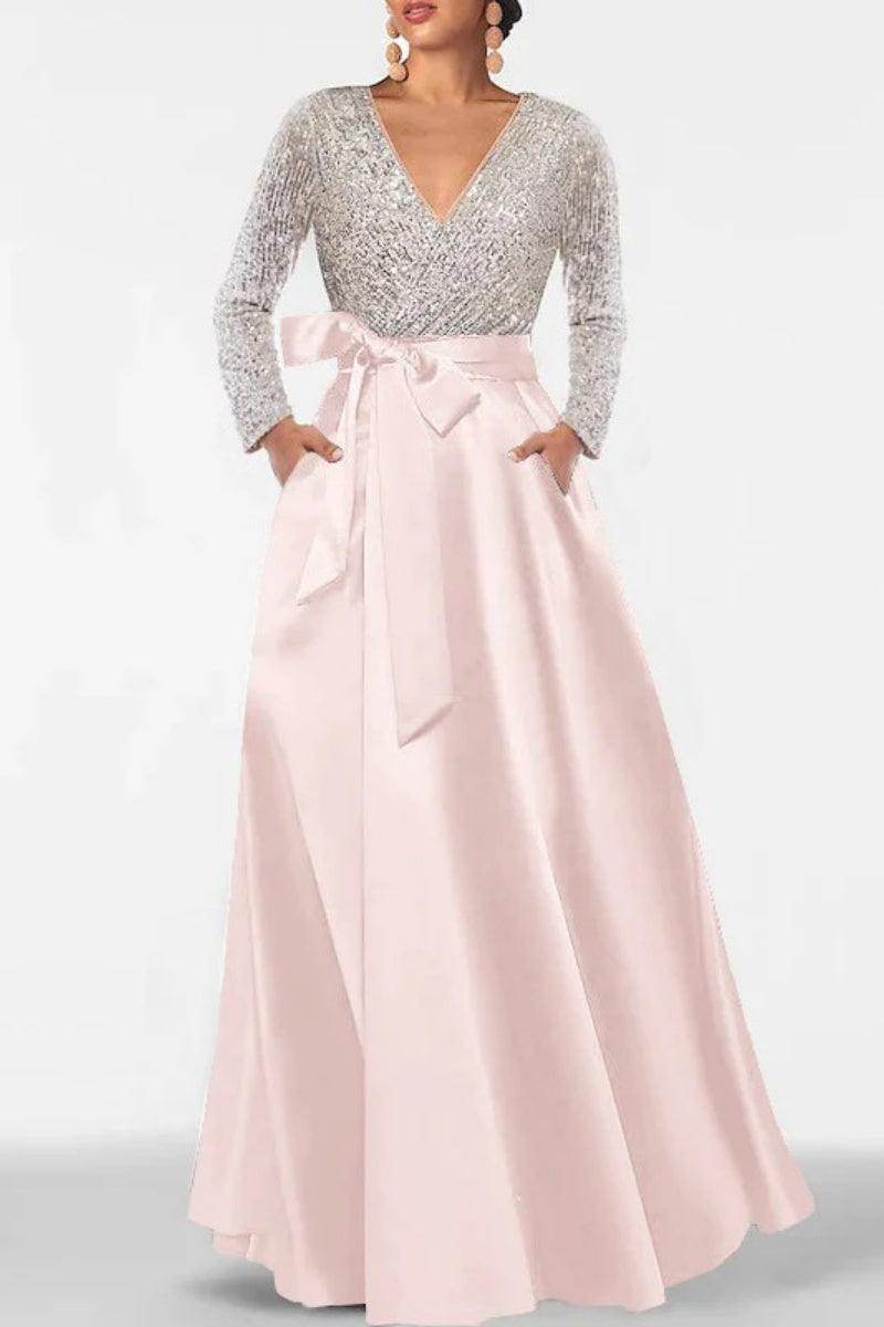 A Line V Neck Long Sleeves Sequins Mother Of The Bride Dresses CM0334 - COCOMELODY