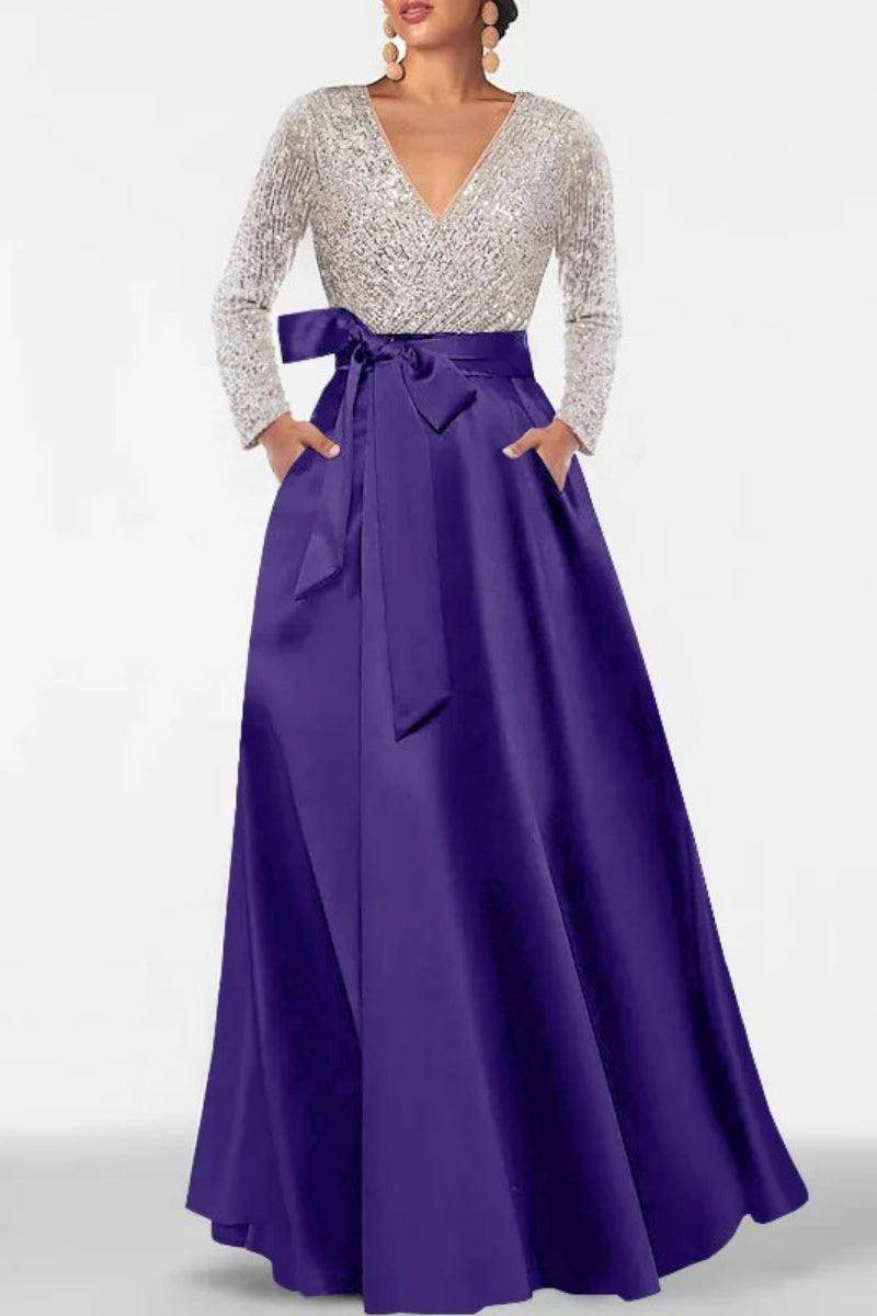 A Line V Neck Long Sleeves Sequins Mother Of The Bride Dresses CM0334 - COCOMELODY