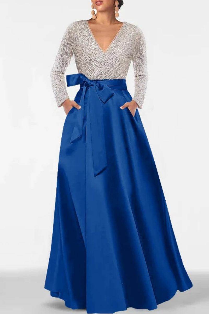 A Line V Neck Long Sleeves Sequins Mother Of The Bride Dresses CM0334 - COCOMELODY