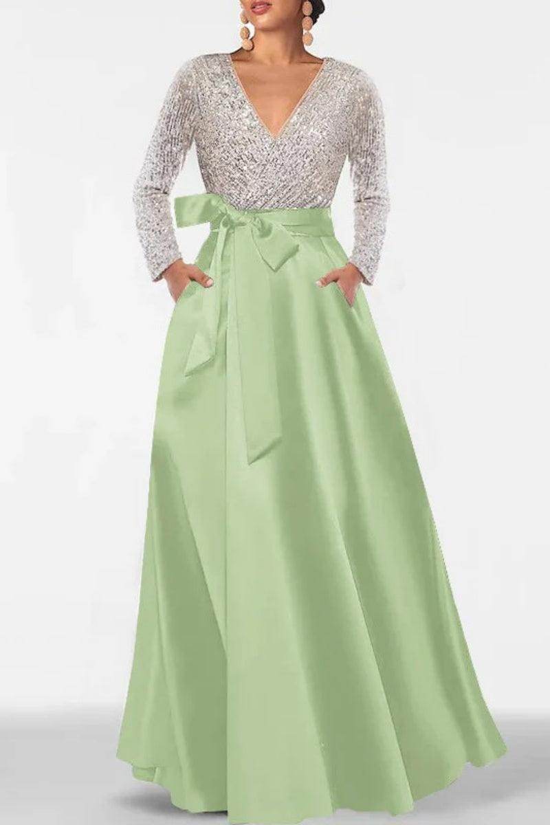 A Line V Neck Long Sleeves Sequins Mother Of The Bride Dresses CM0334 - COCOMELODY