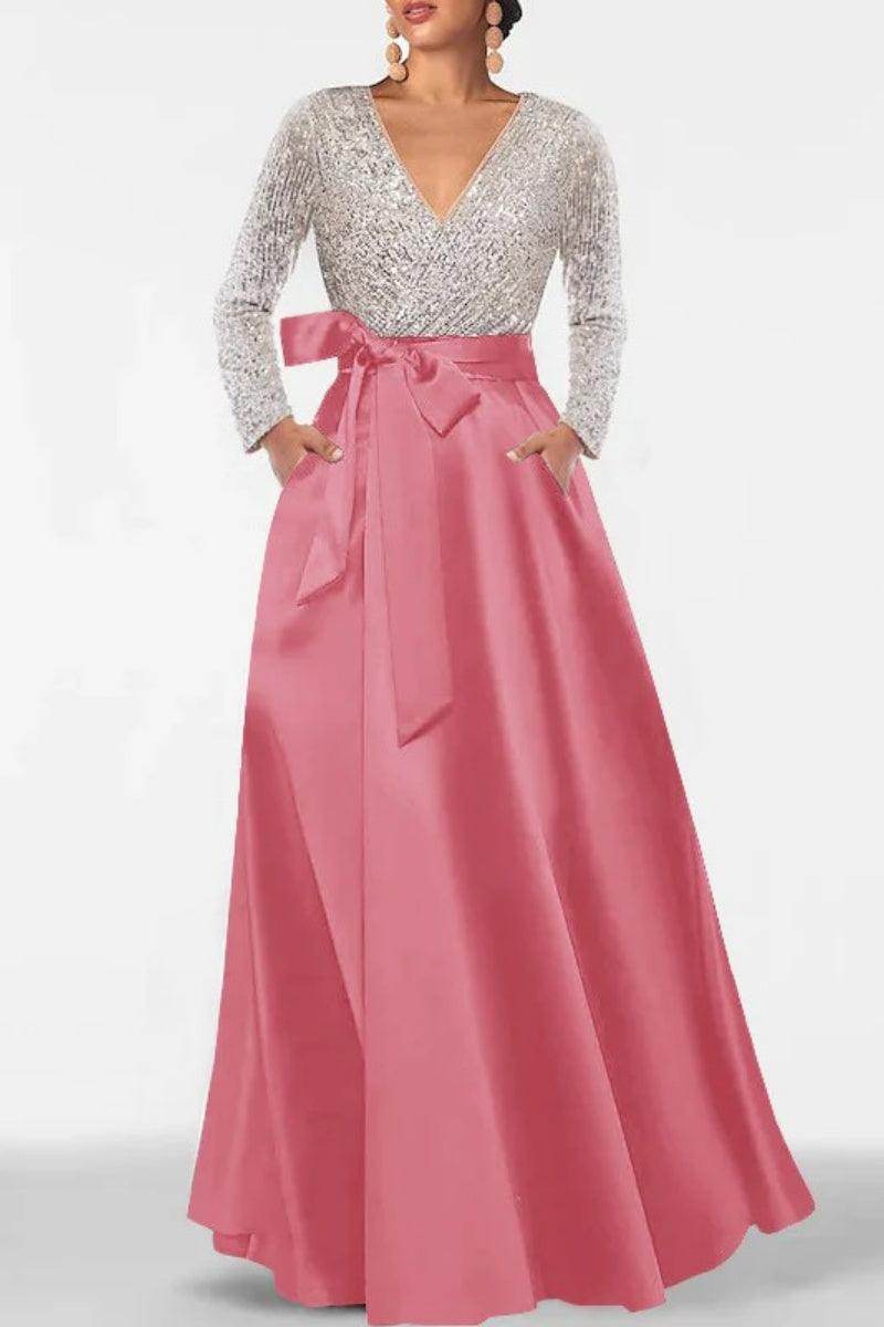 A Line V Neck Long Sleeves Sequins Mother Of The Bride Dresses CM0334 - COCOMELODY