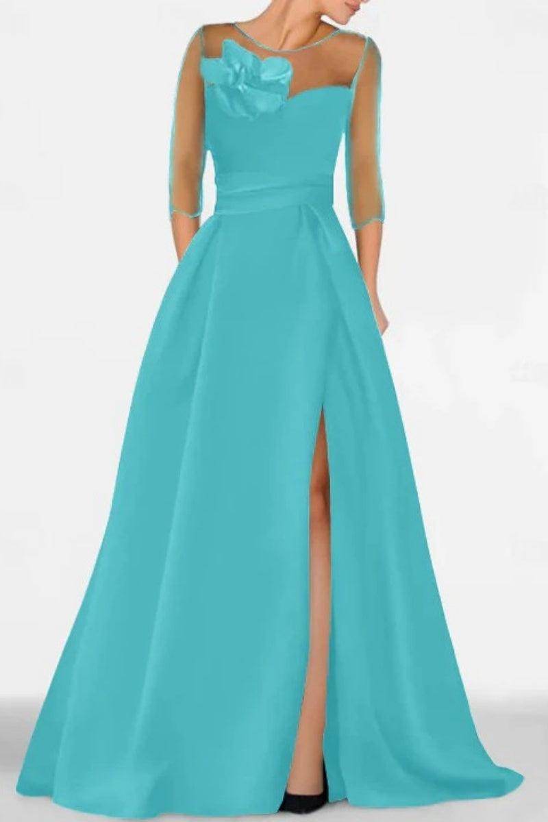 A Line Sweetheart 3/4 Sleeves High Split Mother Dresses CM0338 - COCOMELODY