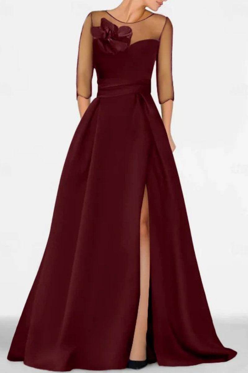 A Line Sweetheart 3/4 Sleeves High Split Mother Dresses CM0338 - COCOMELODY